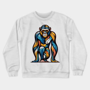 Pop art monkey illustration. cubism illustration of monkey Crewneck Sweatshirt